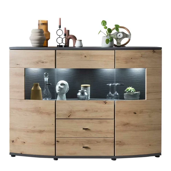 Design Sideboard Mit Glaseinsatz – Lyneka 5