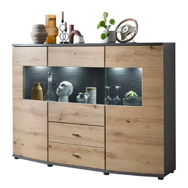 Design Sideboard Mit Glaseinsatz – Lyneka 1