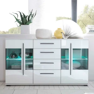 Design Sideboard Nennja In Weiß Hochglanz Glas 12