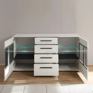 Design Sideboard Nennja In Weiß Hochglanz Glas 14