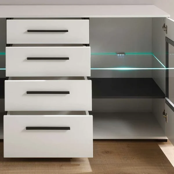 Design Sideboard Nennja In Weiß Hochglanz Glas 7
