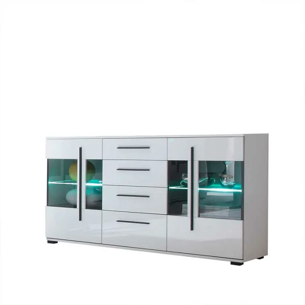 Design Sideboard Nennja In Weiß Hochglanz Glas 1