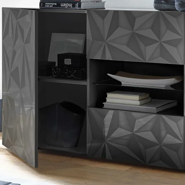 Dunkelgraues Design-Sideboard In Hochglanz Lackiert – Kuriasna 5