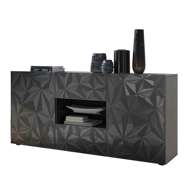 Dunkelgraues Design-Sideboard In Hochglanz Lackiert – Kuriasna 1