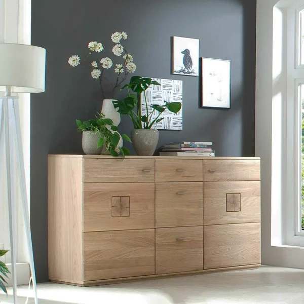 Eiche Bianco Sideboard Teilmassiv Pontros 2-türig 4