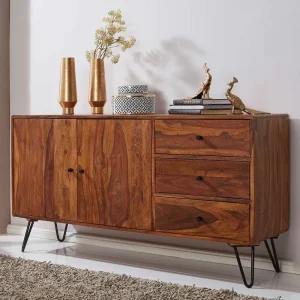 Elegantes Loft Sideboard Aus Sheesham Holz – Basserini 9