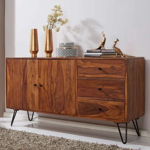 Elegantes Loft Sideboard Aus Sheesham Holz – Basserini 3