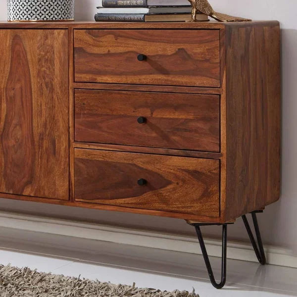 Elegantes Loft Sideboard Aus Sheesham Holz – Basserini 6