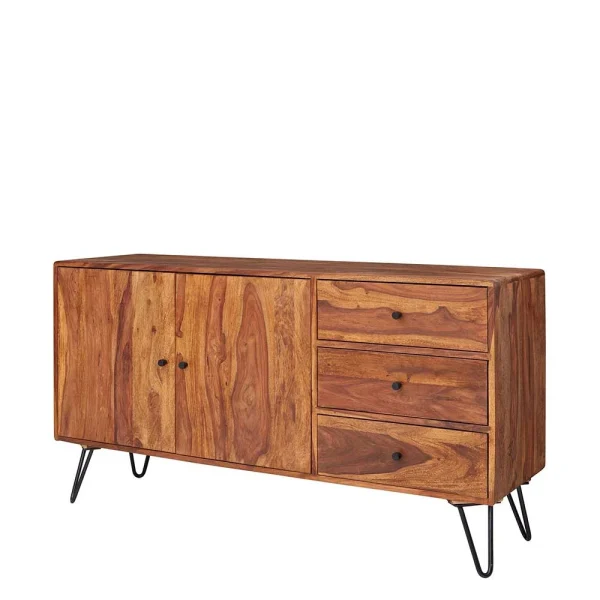 Elegantes Loft Sideboard Aus Sheesham Holz – Basserini 1