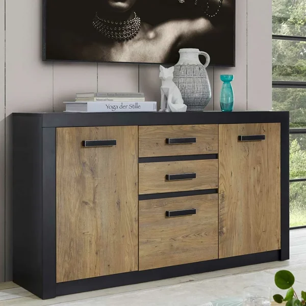 Esszimmer Kommode In Kastanie Optik & Schwarz – Ebrican 3