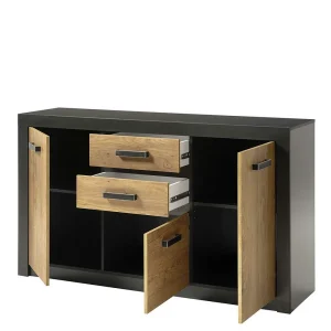 Esszimmer Kommode In Kastanie Optik & Schwarz – Ebrican 14