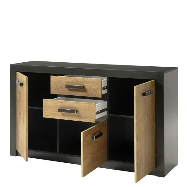 Esszimmer Kommode In Kastanie Optik & Schwarz – Ebrican 5