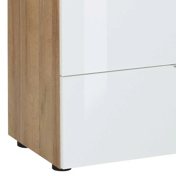 Esszimmer Kommode In Weiß Glas & Eiche – Ayfuna 4