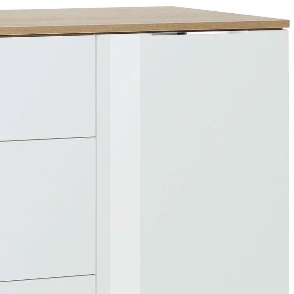 Esszimmer Kommode In Weiß Glas & Eiche – Ayfuna 5