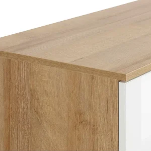 Esszimmer Kommode In Weiß Glas & Eiche – Ayfuna 18