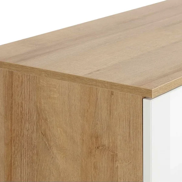 Esszimmer Kommode In Weiß Glas & Eiche – Ayfuna 7