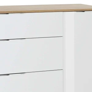 Esszimmer Sideboard In Weiß Glas & Eiche – Ayfuna 14