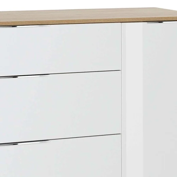 Esszimmer Sideboard In Weiß Glas & Eiche – Ayfuna 5