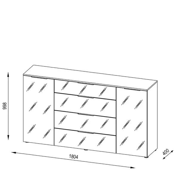 Esszimmer Sideboard In Weiß Glas & Eiche – Ayfuna 7