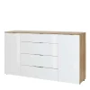 Esszimmer Sideboard In Weiß Glas & Eiche – Ayfuna 22