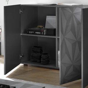 Graues Hochglanz-Sideboard 4-türiig – Kuriasna 13