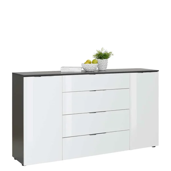 Große Kommode In Anthrazit & Weiß Glas – Hemstri 3