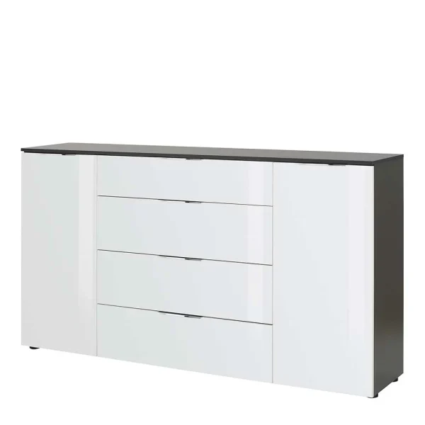 Große Kommode In Anthrazit & Weiß Glas – Hemstri 1