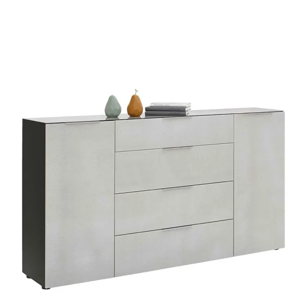 Große Kommode In Beigegrau Glasfront – Delamaro 3