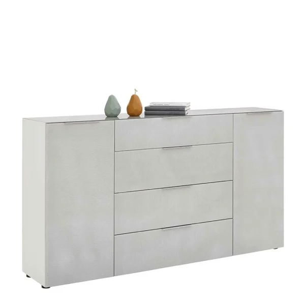 Helles Sideboard In Beigegrau Glas – Lotta 3