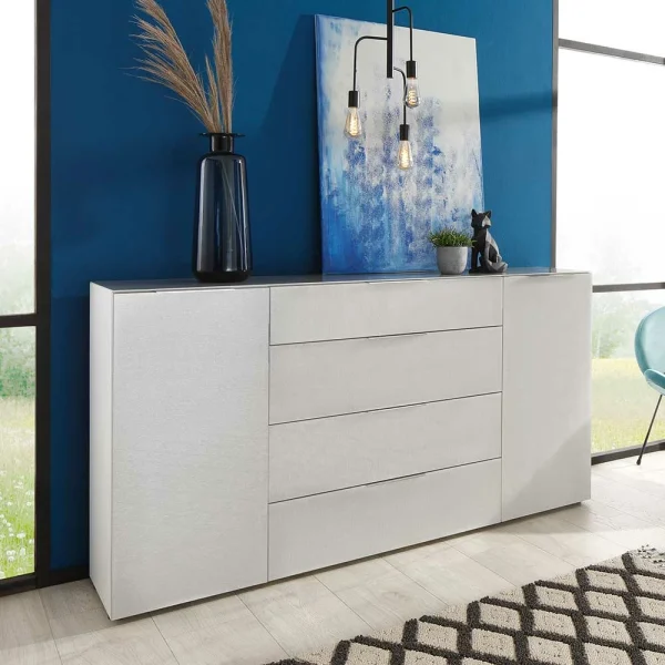 Helles Sideboard In Beigegrau Glas – Lotta 4