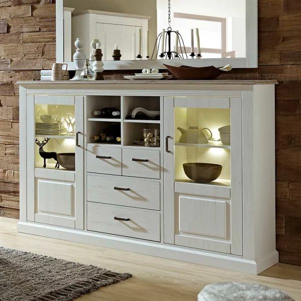 Highboard Rozasa In Weiß Taupe 3
