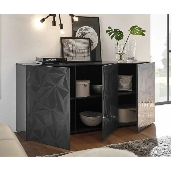 Hochglänzendes Designsideboard In Anthrazit – Kuriasna 4