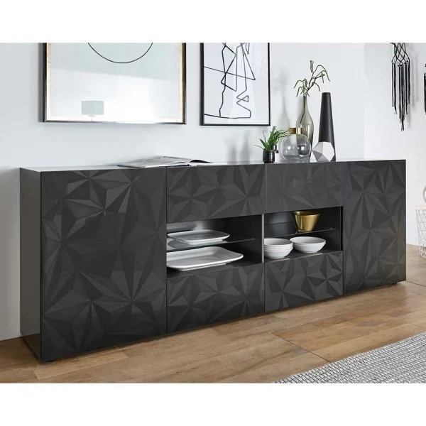Hochglanz Sideboard In Anthrazit Mit Druck – Kuriasna 3
