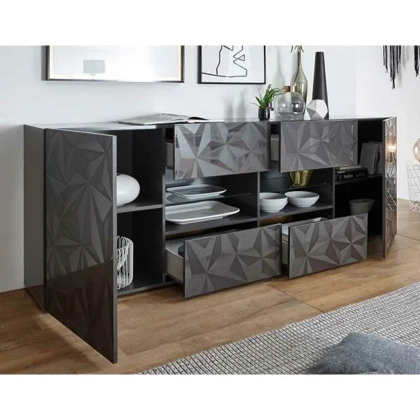 Hochglanz Sideboard In Anthrazit Mit Druck – Kuriasna 4
