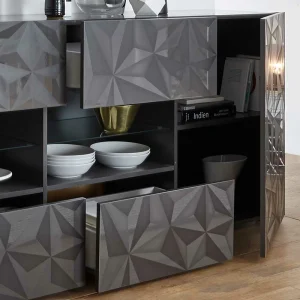 Hochglanz Sideboard In Anthrazit Mit Druck – Kuriasna 14