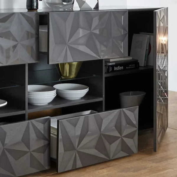 Hochglanz Sideboard In Anthrazit Mit Druck – Kuriasna 5