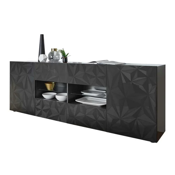 Hochglanz Sideboard In Anthrazit Mit Druck – Kuriasna 1