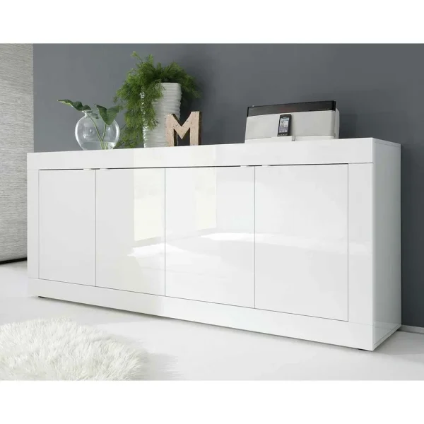 Hochglanz Sideboard In Weiß 4-türig – Sogno 3
