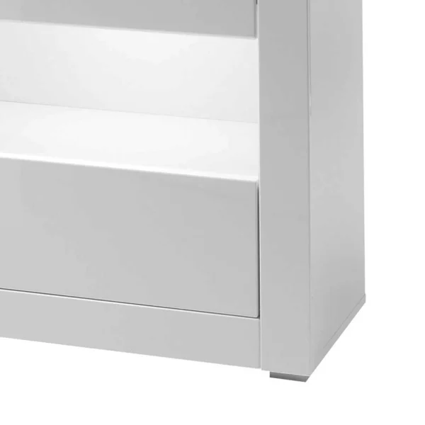 Hochglanz Sideboard In Weiß Mit 2 Glaseinsätzen Mextra & Beton Dekor 4