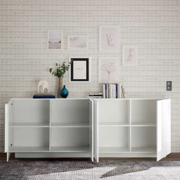 Hochglanz Sideboard Mit 4 Türen In Weiß – Kerym 4