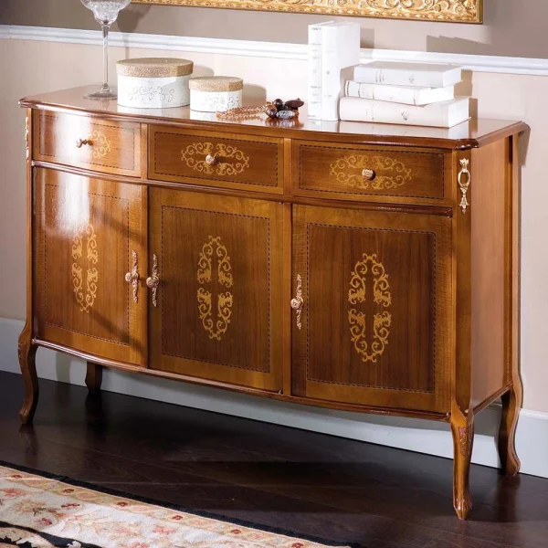 Italienisches Barock Sideboard Natale In Nussbaum Mit Intarsien 1