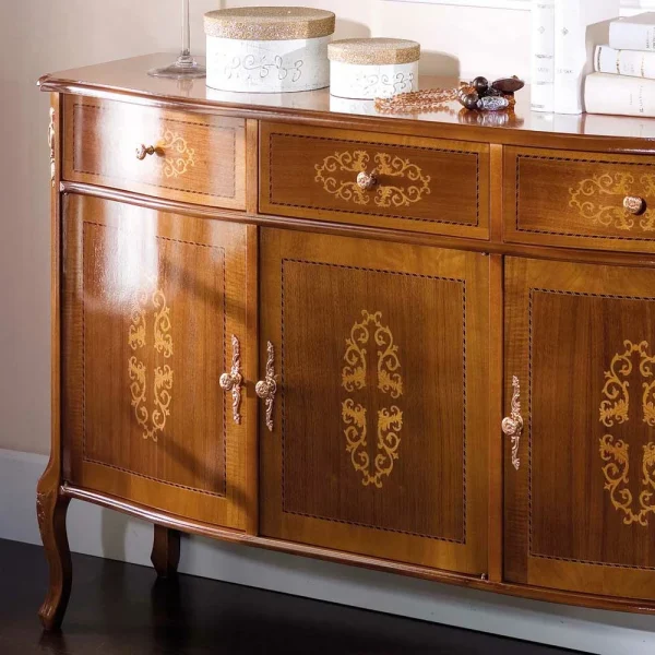 Italienisches Barock Sideboard Natale In Nussbaum Mit Intarsien 3