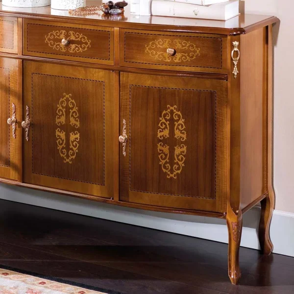 Italienisches Barock Sideboard Natale In Nussbaum Mit Intarsien 4