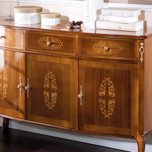 Italienisches Barock Sideboard Natale In Nussbaum Mit Intarsien 5