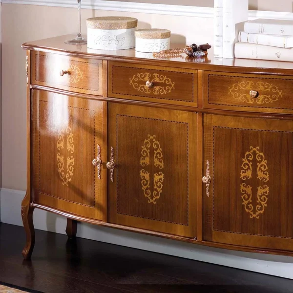 Italienisches Barock Sideboard Natale In Nussbaum Mit Intarsien 6