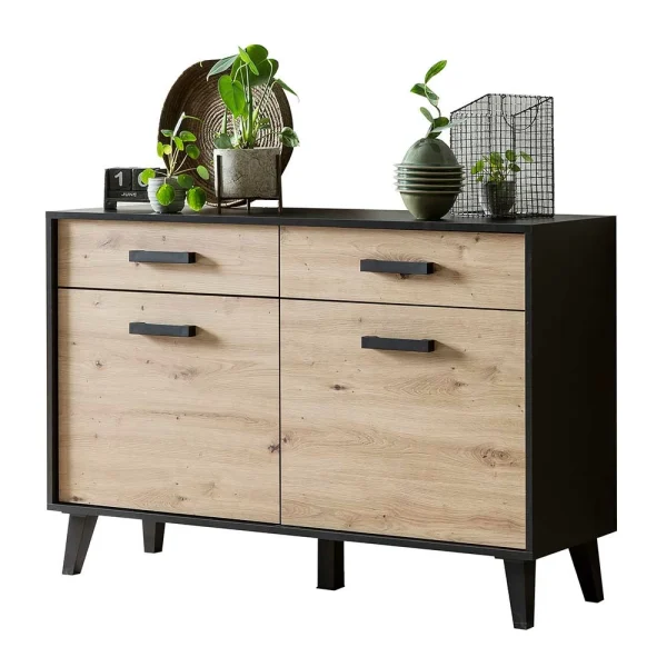 Kombi-Kommode In Wildeiche & Schwarz – Paniera 1