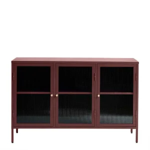 Kommode Aus Stahl In Rot Mit Glas – Idello 10