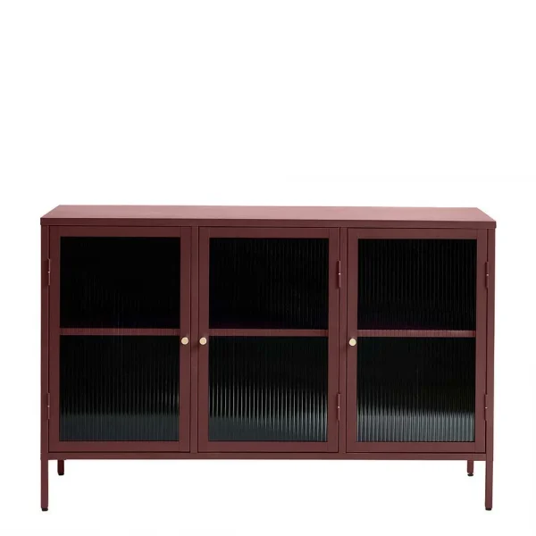 Kommode Aus Stahl In Rot Mit Glas – Idello 3