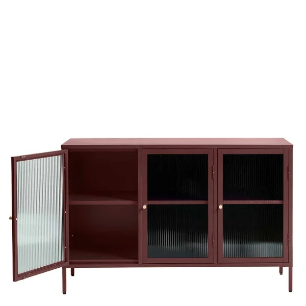 Kommode Aus Stahl In Rot Mit Glas – Idello 4