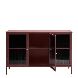 Kommode Aus Stahl In Rot Mit Glas – Idello 14
